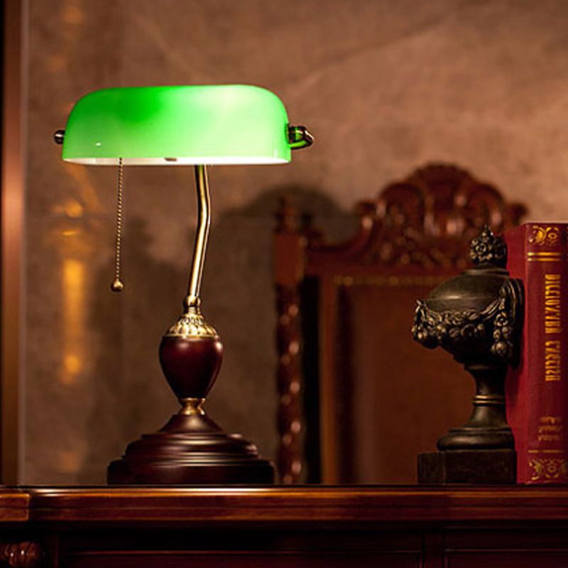 2019 Led E27 American Vintage Green Glass Wooden Lamp Light Table Desk For Office Bedroom Study From Dress