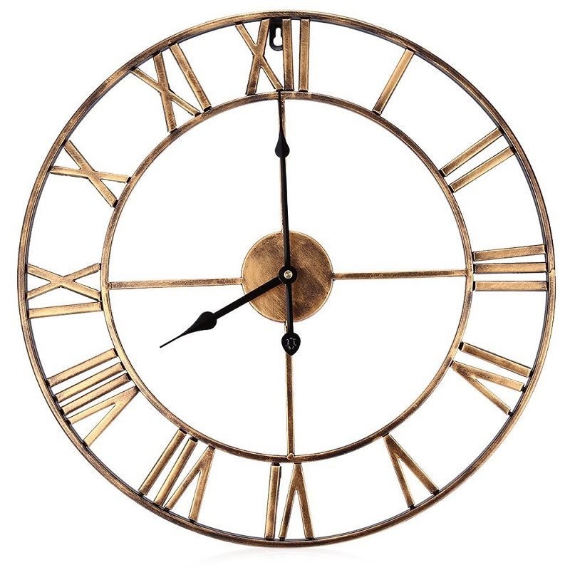 3d Iron Retro Decorative Wall Clock Big Art Gear Roman Numerals