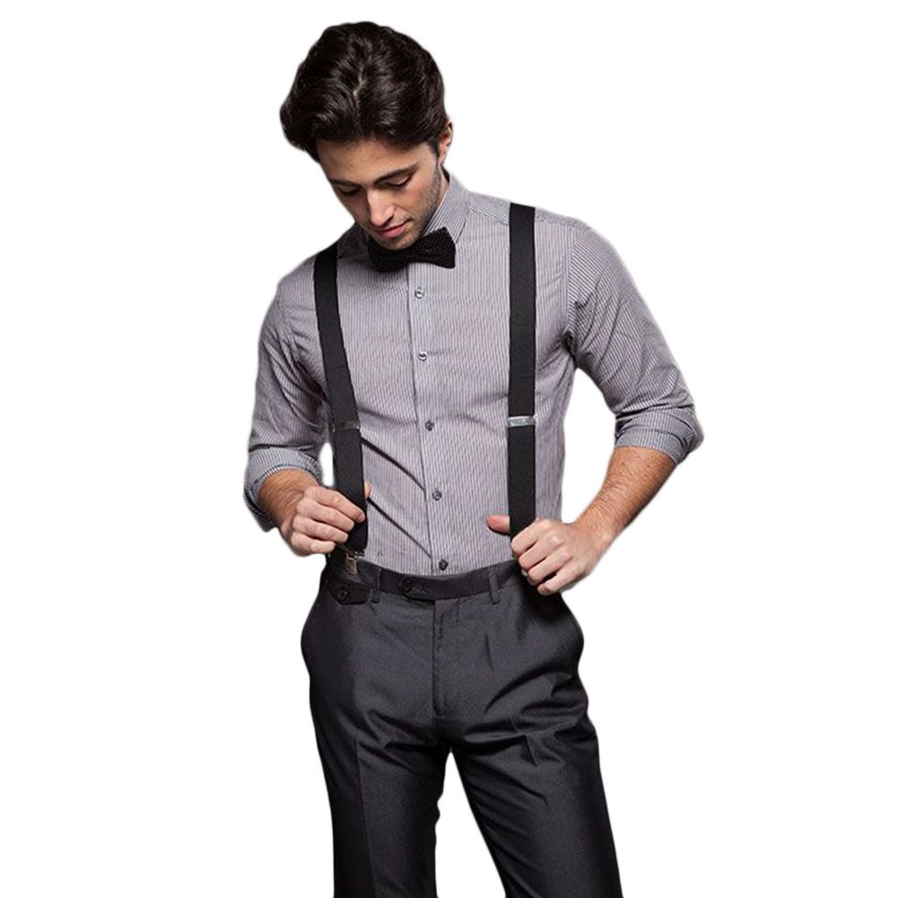 Men's Suspenders 4 Clips Braces Elastic Pants Suspender Elegant Men Accessories