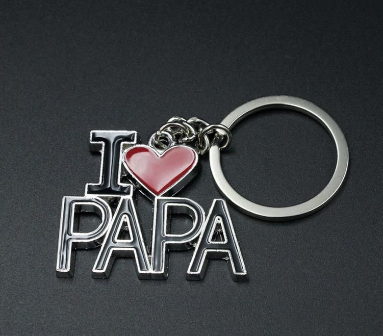 I Love Papa Mom Keychains Key Ring Heart Keychain Mothers Fathers