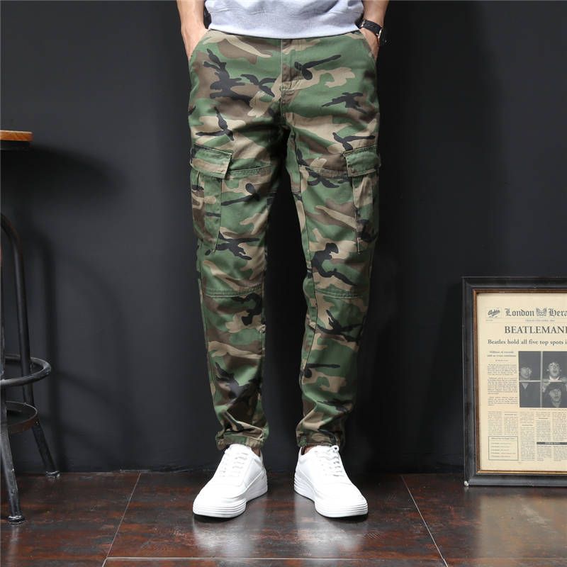 Nuevo Estilo Militar Slacks Hombres Camuflaje de manera Pantalones Jogging Cremallera Ocasional Pantalones Pantalones Pantalones
