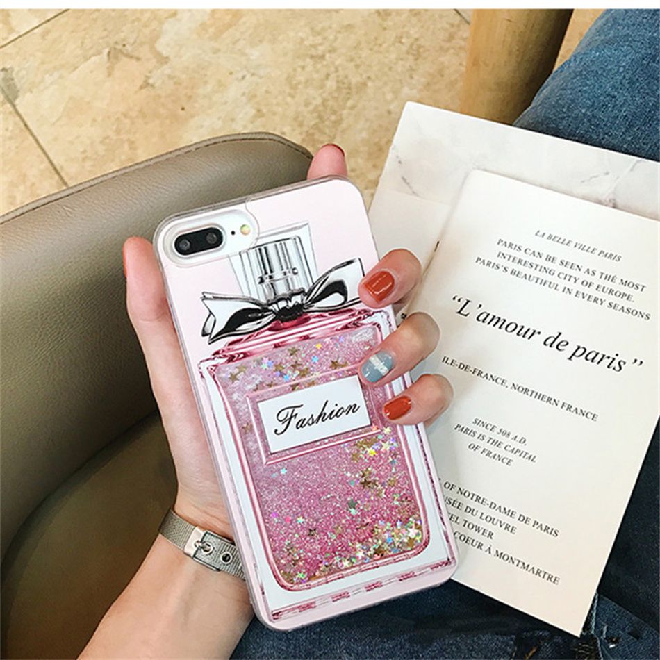 Fashion Luxury Girl Pink Bling Perfume Bottle Phone Case For Iphone 7 Plus 6 6s Plus Quicksand Dynamic Liquid Glitter Back Cover Best Cell Phone Case Cell Phone Case Wallet From Maggie16