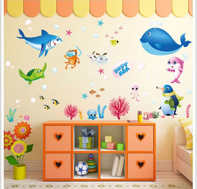 New Lovely Tropical Cartoon Fish Sea Ocean World Removable Wall Stickers Baby Room Decor Decal Art Decal Art For Walls From Kity12 2 52 Dhgate Com