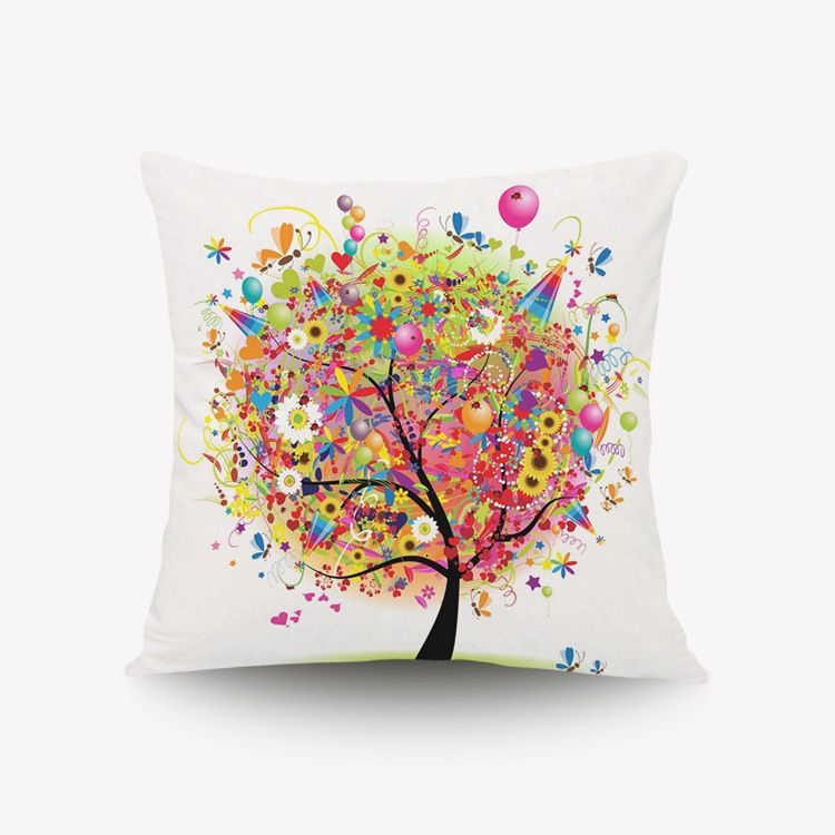 Coton Épais Chenille arbre de vie Kingfisher Bleu 18/" Housse De Coussin