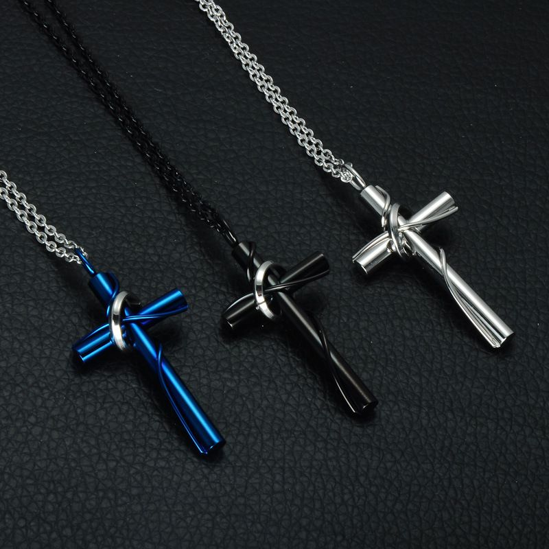 black and blue cross necklace