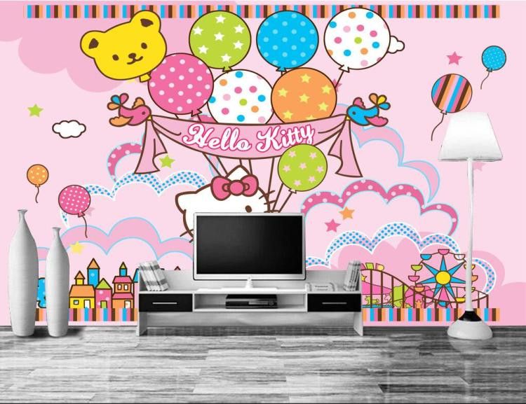 3d Large Frescoes Pink Kitty Hello Kitty Cartoon Wallpaper Wallpaper Mural Princess Bedroom Bedroom Wall Wallpaper Wallpaper Hd Wallpaper Hd Wallpaper