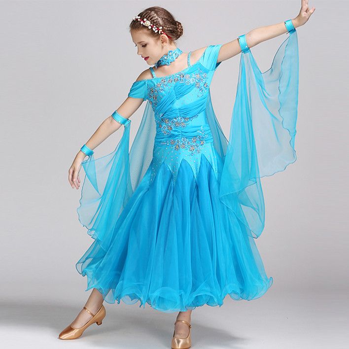 2021 Children Girls New Ballroom Dance Dress Modern Waltz Standard