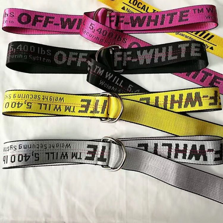 Off White C/O Virgil Abloh Belts Men Kanye West Yellow Embroidery Hip ...