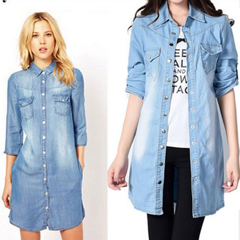 Compre Venda Quente 2017 Mulheres Denim Camisa Chemise Jean Femme Jeans Blusa Plus Size Blusa Casual Tops Camisa Vetements Longo Cardigan De Bichung, $201,57 | Pt.Dhgate.Com