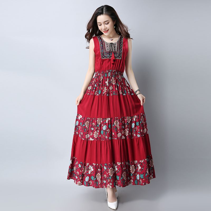 maxi cotton dresses with sleeves