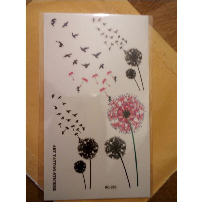 Acheter Autocollant De Tatouage Imperméable à Leau De Couleur Pissenlit Oiseaux Volant Temporaire Tatouage Feuille Autocollant Body Art Faux