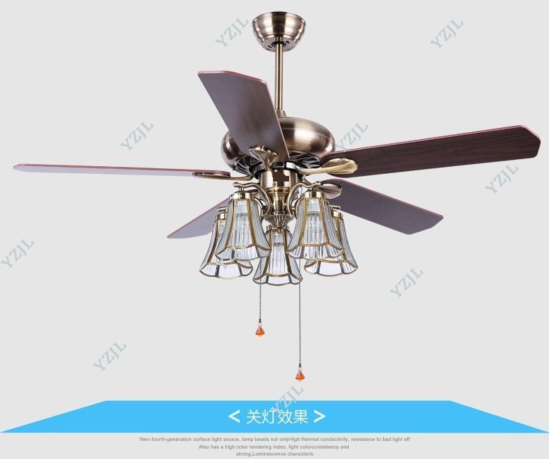 2020 American Art Copper Lamp Shade 52inch Ceiling Fan Lights Fan