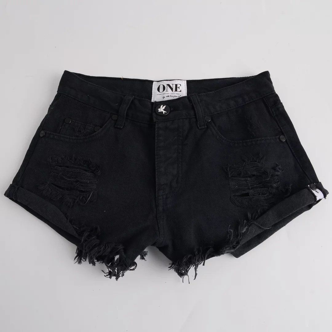 girls black ripped shorts