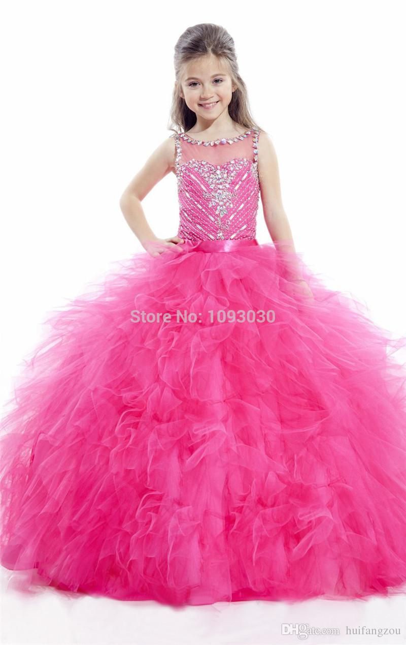 Rachel Allan Ball Gown Girls Pageant Dresses Rhinestone Sequins