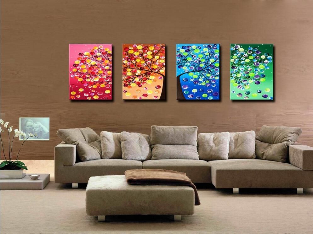 2019 No Framed Four Seasons Tree Wall Canvas Painting Art