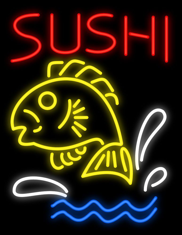 NEW Sushi Fish Sea Food Restaurant REAL NEON SIGN BEER BAR LIGHT Free Shipping