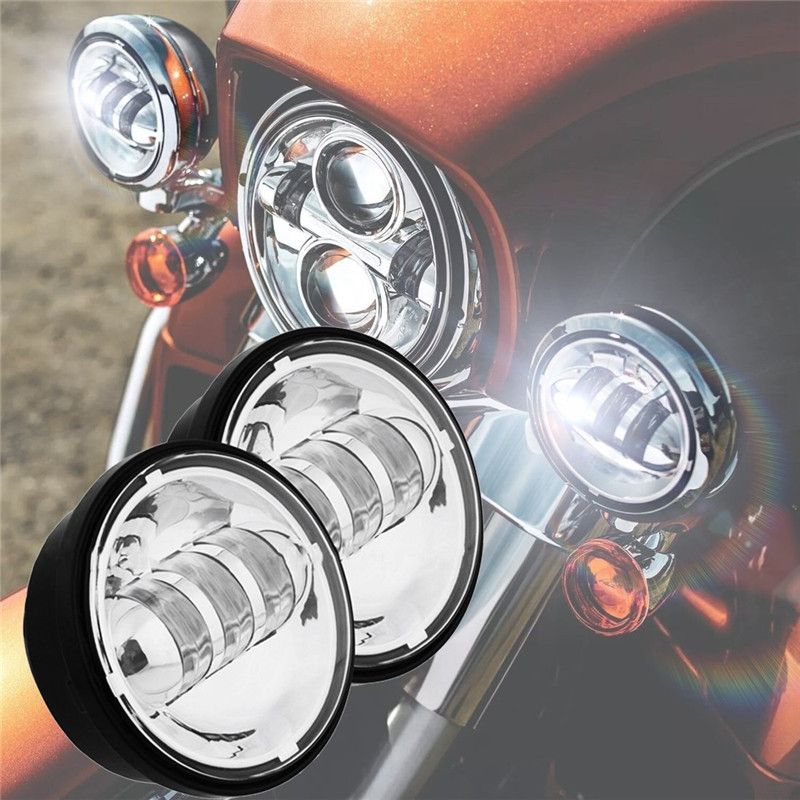 LED Nebelscheinwerfer 4,5 Zoll Zusatzscheinwerfer f/ür Harley Davidson Modelle 2x Motorrad Bike Scheinwerfer Nebel