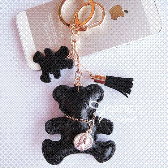 Rhinestone Embedded Little Bear Key Ring Bag Hanging Pendant Key Accessories