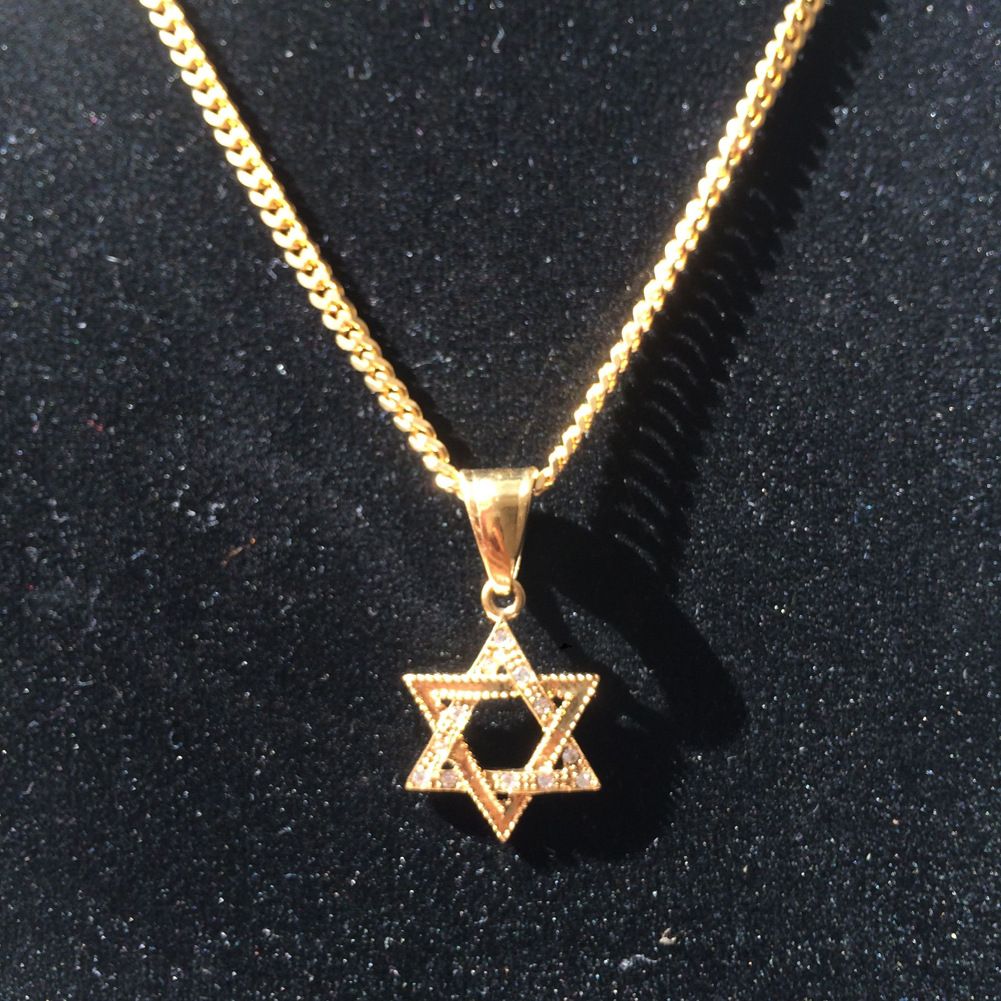Gold star of david necklace mens Outlet