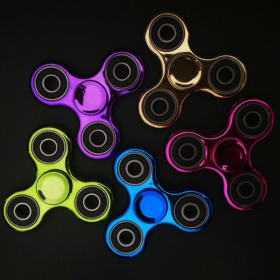 Plastic Gold Plating Hand Spinner Finger Gyro EDC Adult Gift Tri-Fidget Blue