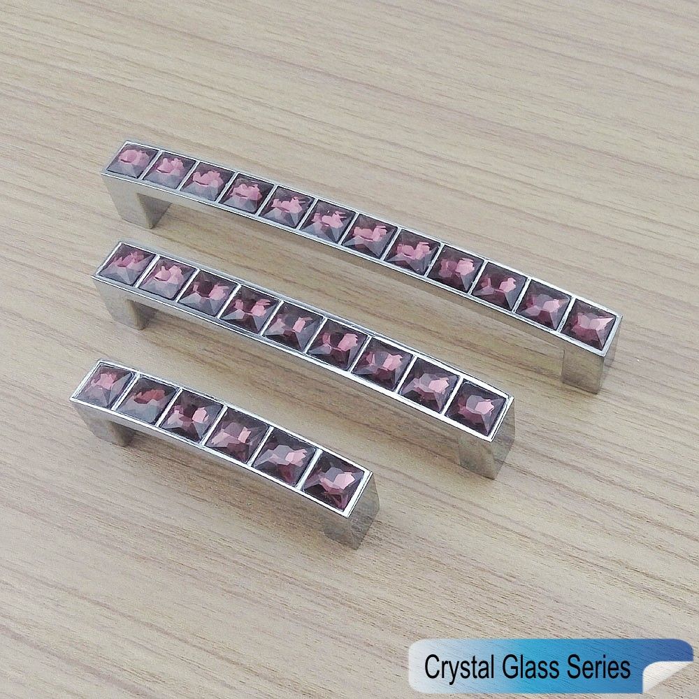2020 New Crystal Glass Series Diamond Deep Purple Furniture Handle