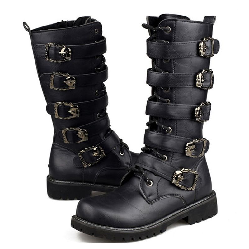 mens black buckle boots