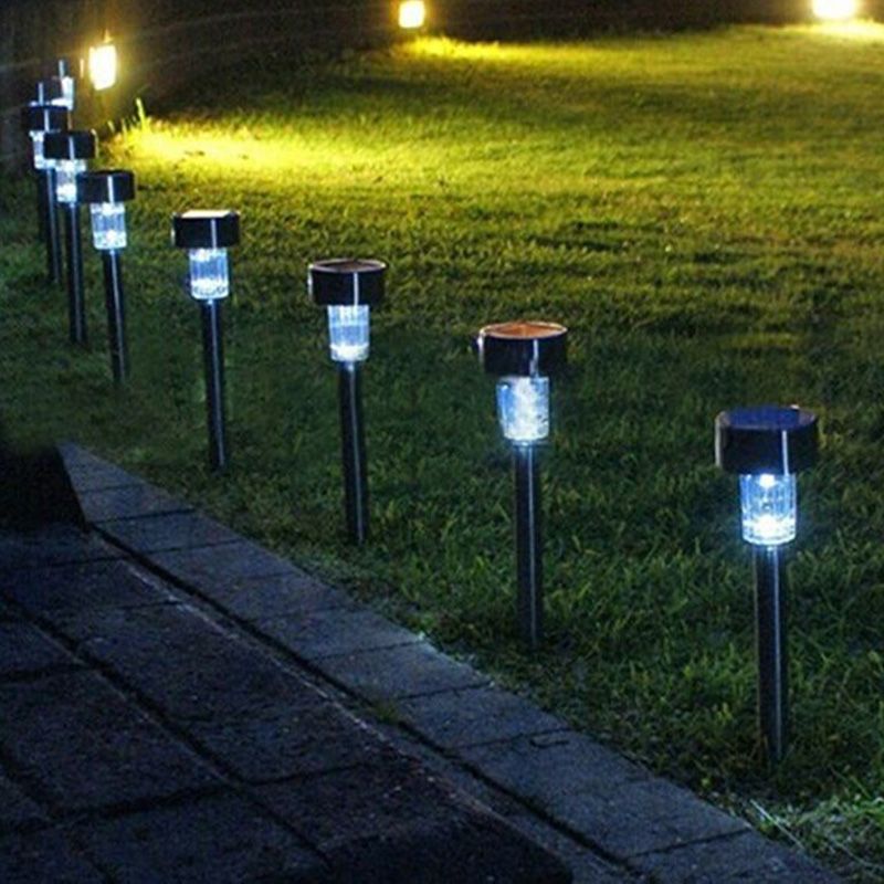 compre luz solar de cesped de acero inoxidable jardin luz de energia solar lampara solar al aire libre para sendero de cubierta de patio de paisaje al