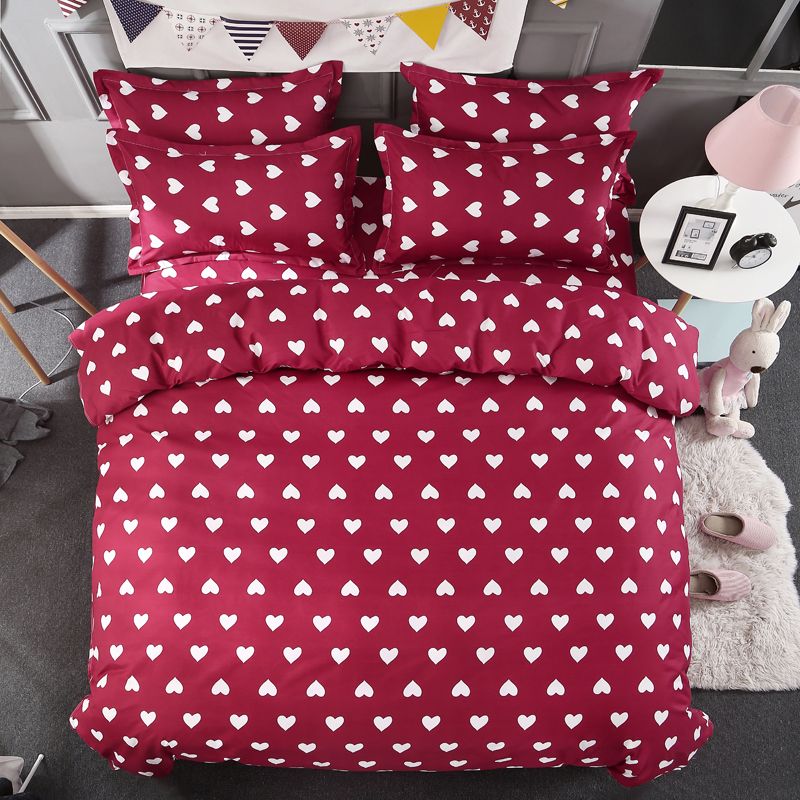 Wholesale Love Heart Red Bedding Set White Hearts Duvet Cover Bed