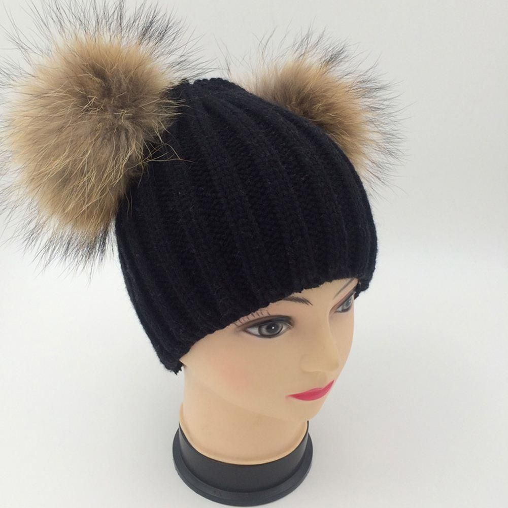 Acquistare Doppio Cappello Di Pelliccia Di Procione Reale Pon Pon Berretto  Invernale Donna Lana Berretto In Maglia Berretto Da Sci Berretto Pompon  Berretti Gorros Spessa Berretto Femminile W1 Economico | Consegna Veloce