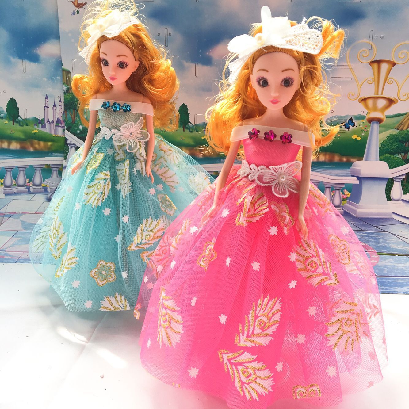 6pcs Lot 30cm Big Movies Cartoon 3D Eye Barbie Toy Doll For Girl Baby Beautiful Dress 6pcs Lot 30cm Big Movies Cartoon 3D Eye Barbie Toy Doll For Girl Baby Beautiful Dress