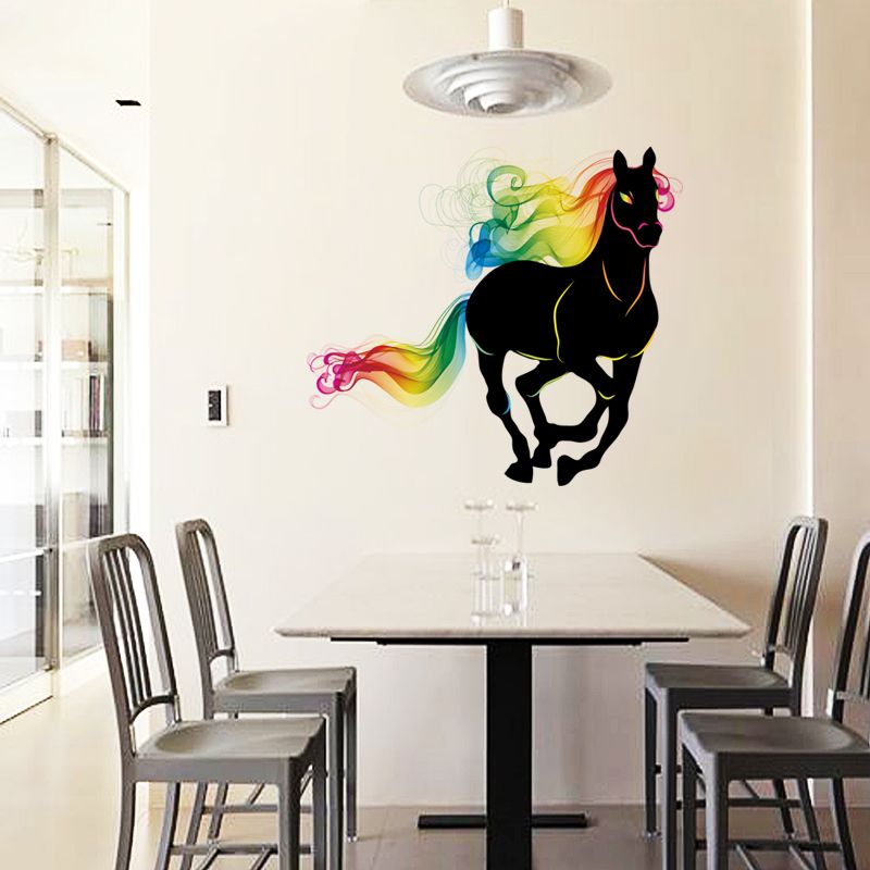 Sk9054 Running Horse Wall Sticker 3d Colorful Tail Decals Animals Art Mural Poster Home Decoration Nursery