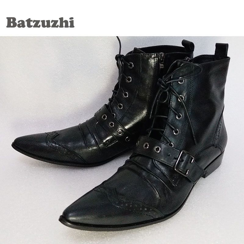 mens leather boots with buckles