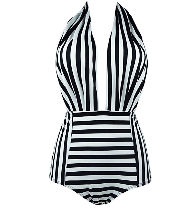 striped swimming costume