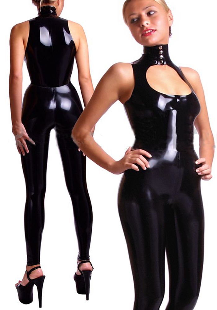 black sleeveless catsuit