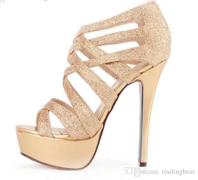 gold sequin high heels