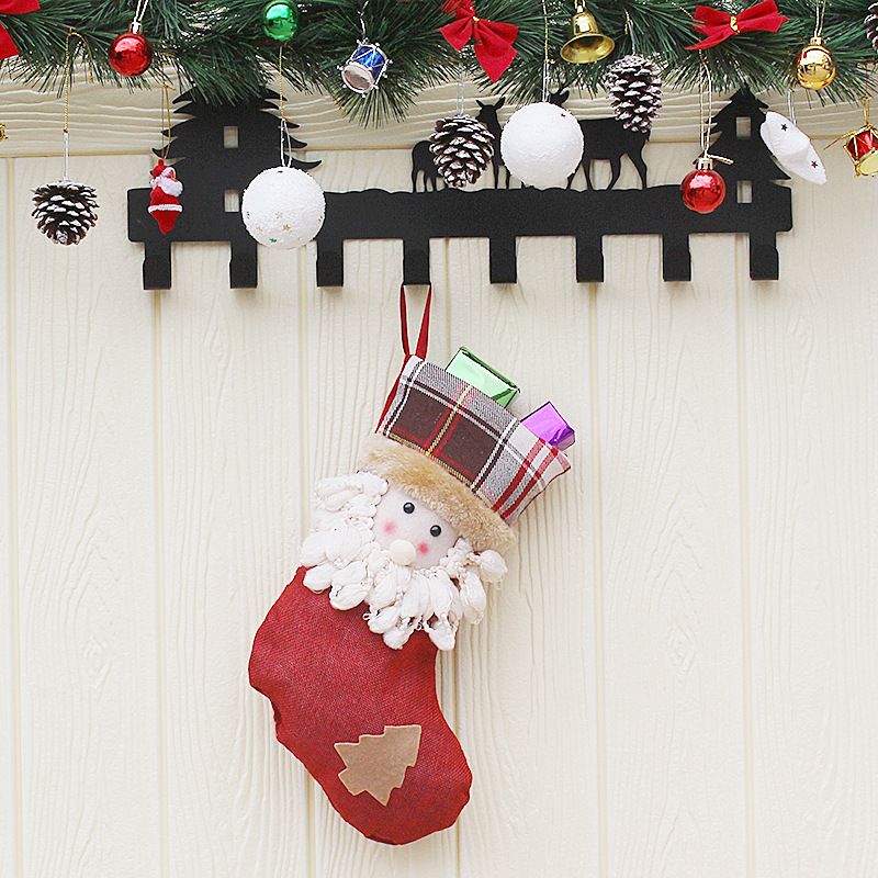 Christmas Decor Creative Wood Hanging Ornaments Christmas Tree Pendant Multicolor Santa Claus Socks