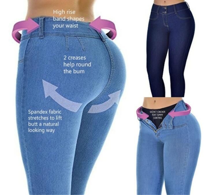 2021 Women Stretch Skinny Leg Pants Butt Lifting Jeans Sport Casual ...