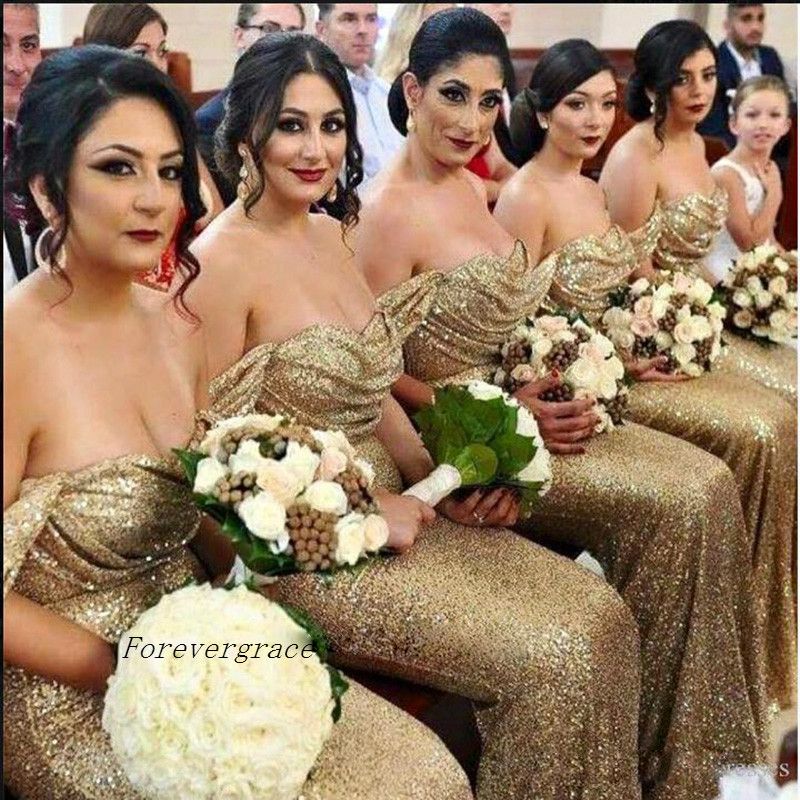 champagne glitter bridesmaid dresses