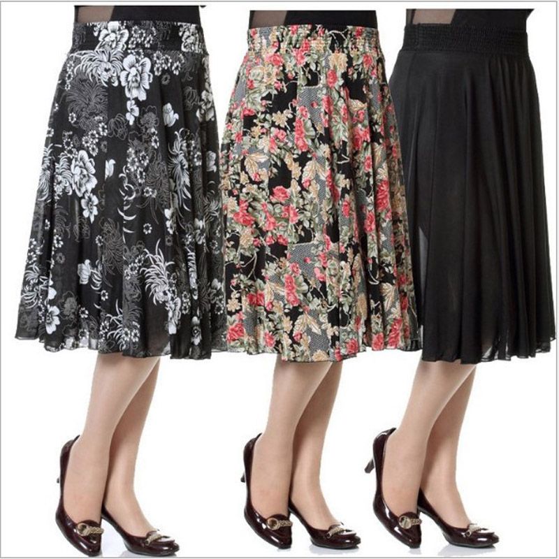 2020 Wholesale Middle Aged Women Floral Print Skirt Summer Womans Casual Skirts Mature Ladies Elasitic Layered Skirt For Mom From Remembermestore 5 89 Dhgate Com