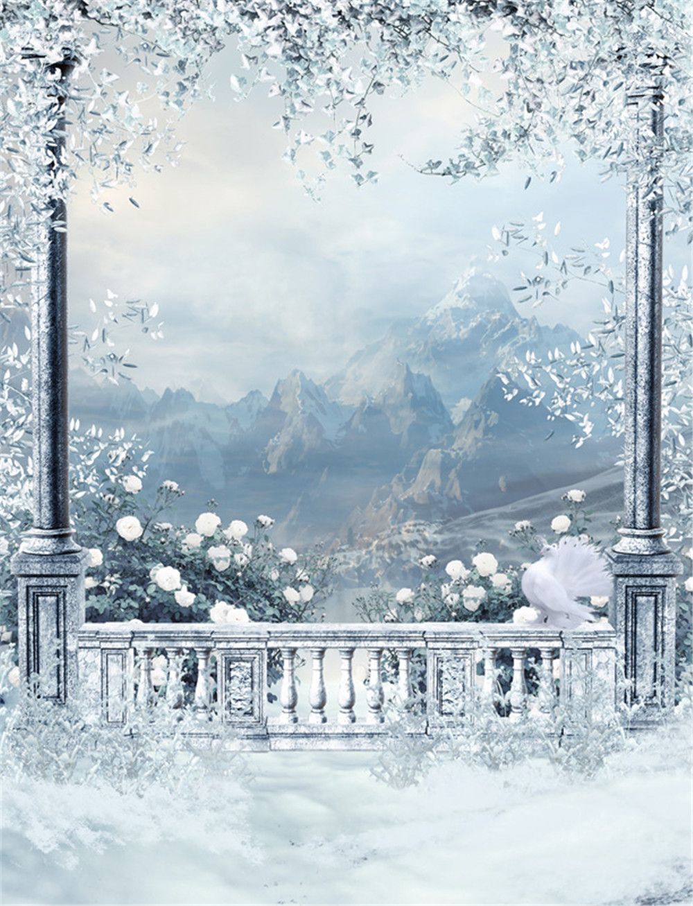 Fondo de pantalla de invierno Nieve escénica Fondo al aire libre Paloma  blanca Árboles Hojas Montañas