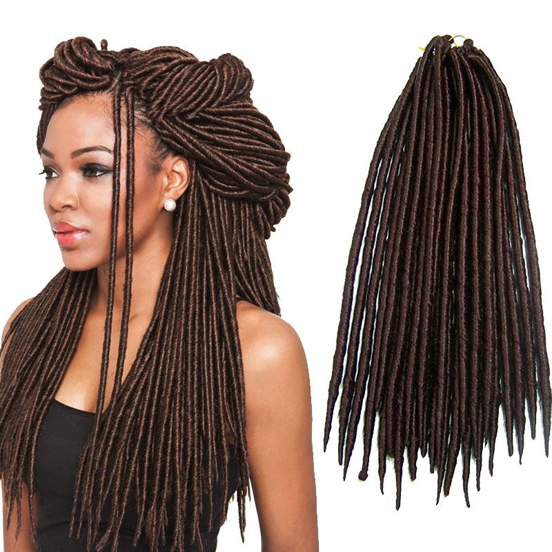 Acheter Extension De Cheveux Synthétiques Dreadlocks Droites 14inch 18inch Tresses Dreads 24strands / Pcs Faux Locs Crochet Synthétiques Dreads