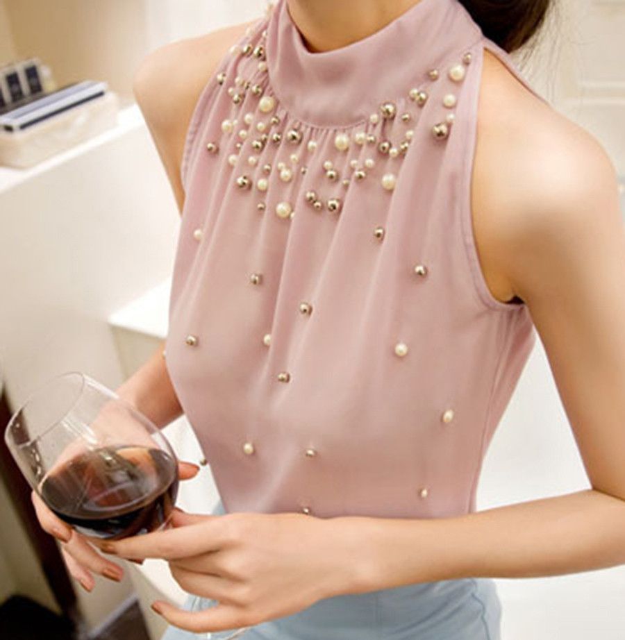 beaded racerback chiffon top