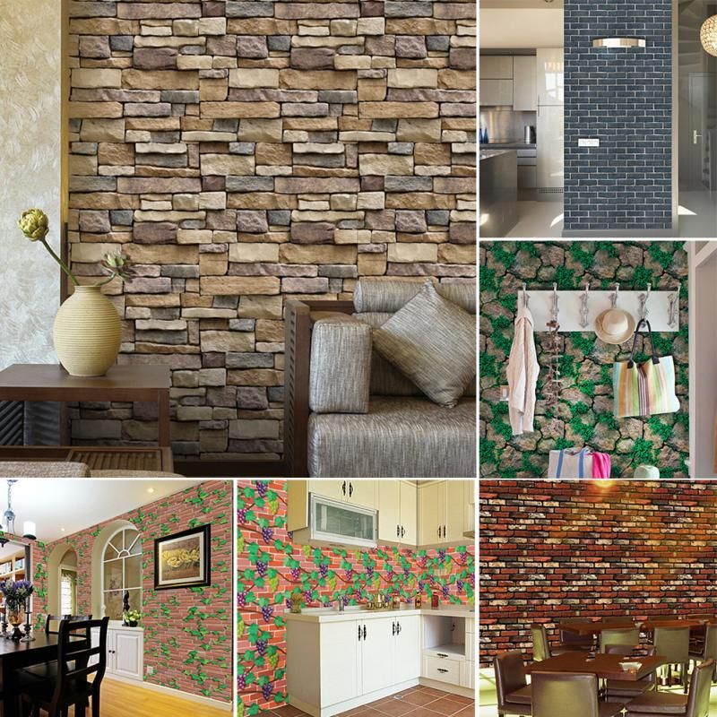 3d Stone Brick Wall Stickers Home Decor Vintage Diy Pvc Wallpaper