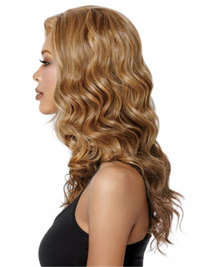 Light Brown Londe Long Wavy Hair Wig Heat Resistant Fiber Synthetic Wig