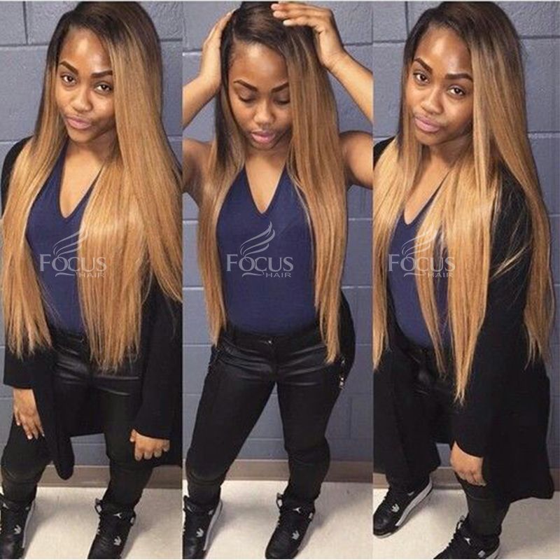 150 Density Ombre Honey Blonde Color 1b 27 Thick Glueless Full
