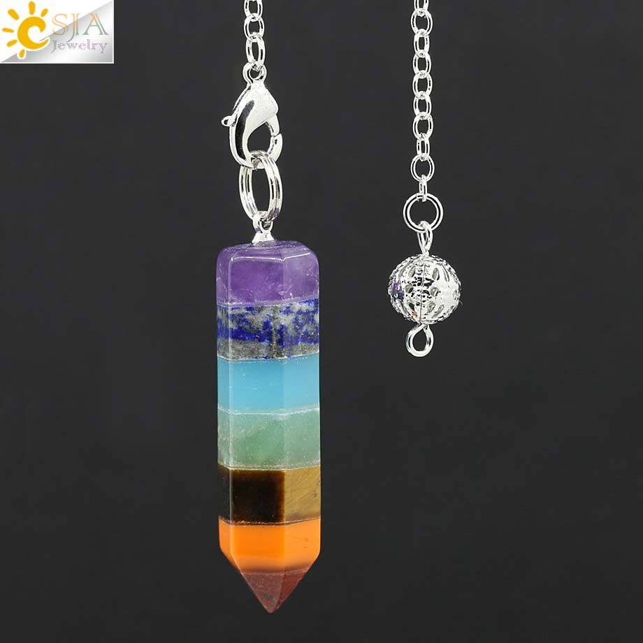 7 Chakra Healing Bracelet Gemstone Pendulum Hexagon Taper Pendulum Pendant Gifts