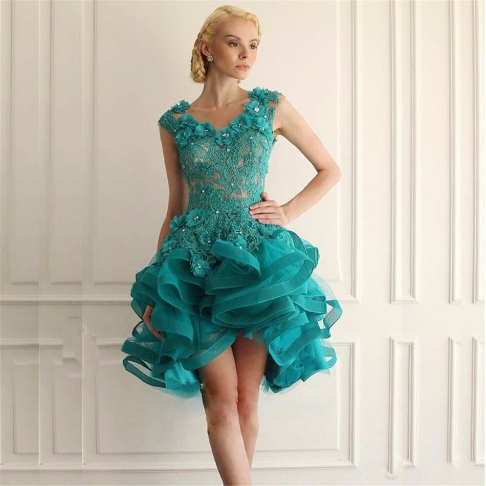turquoise short prom dress