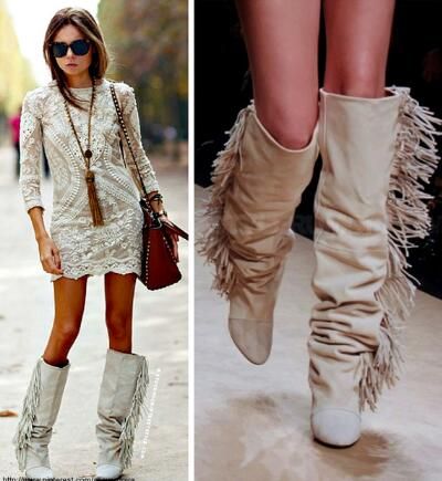 white tassel boots