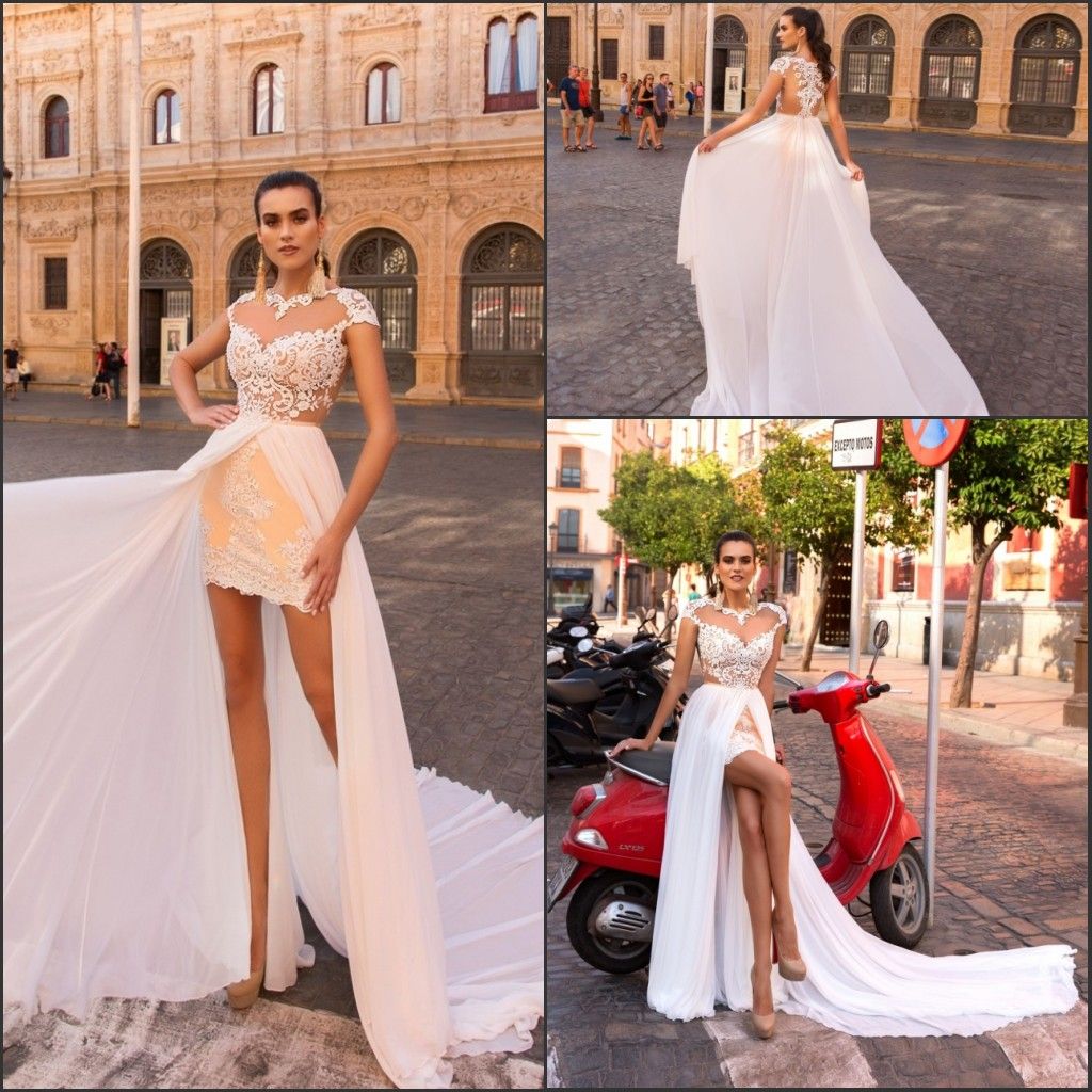 short wedding dress with long train