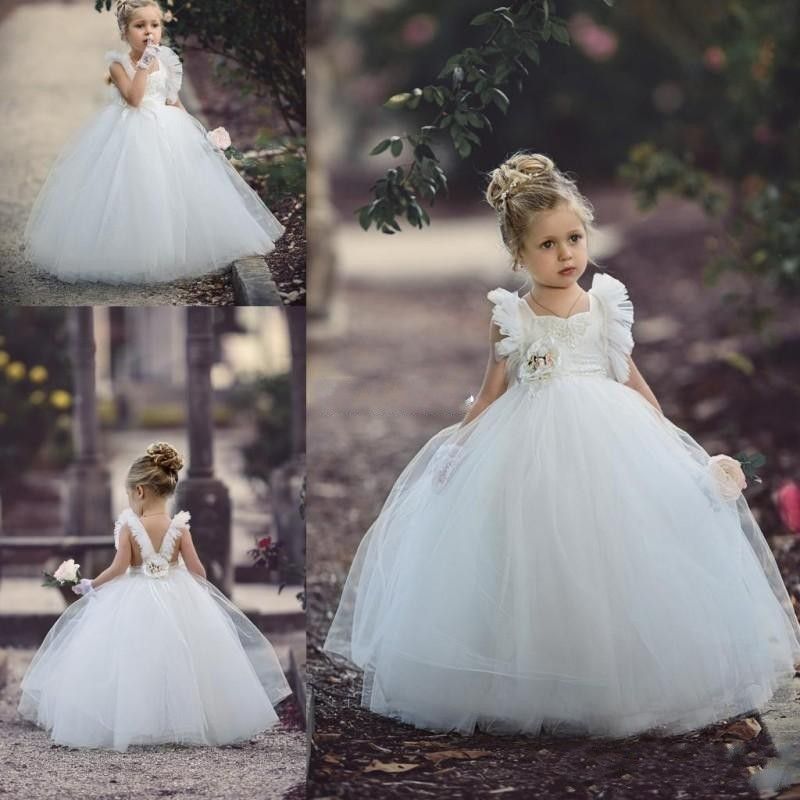 white baby flower girl dress